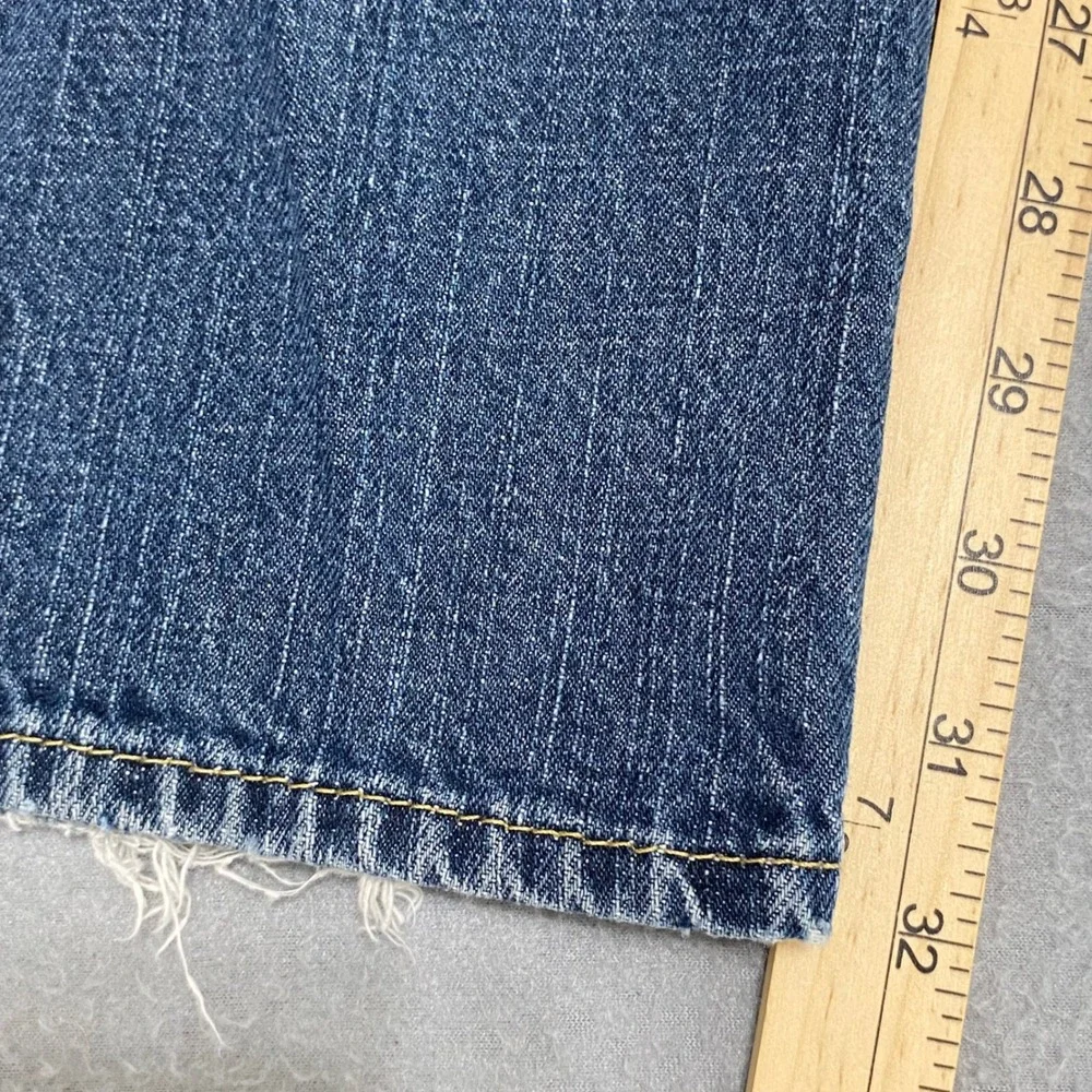 True Religion Ricky Mens 34 Straight Leg Distressed Blue Jeans Made in USA